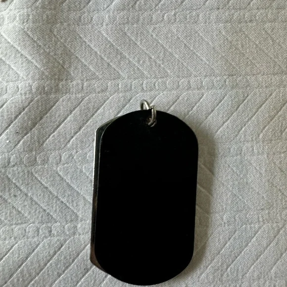 Stylish Silver Cross Dog Tag Pendant - Picture 2 of 3